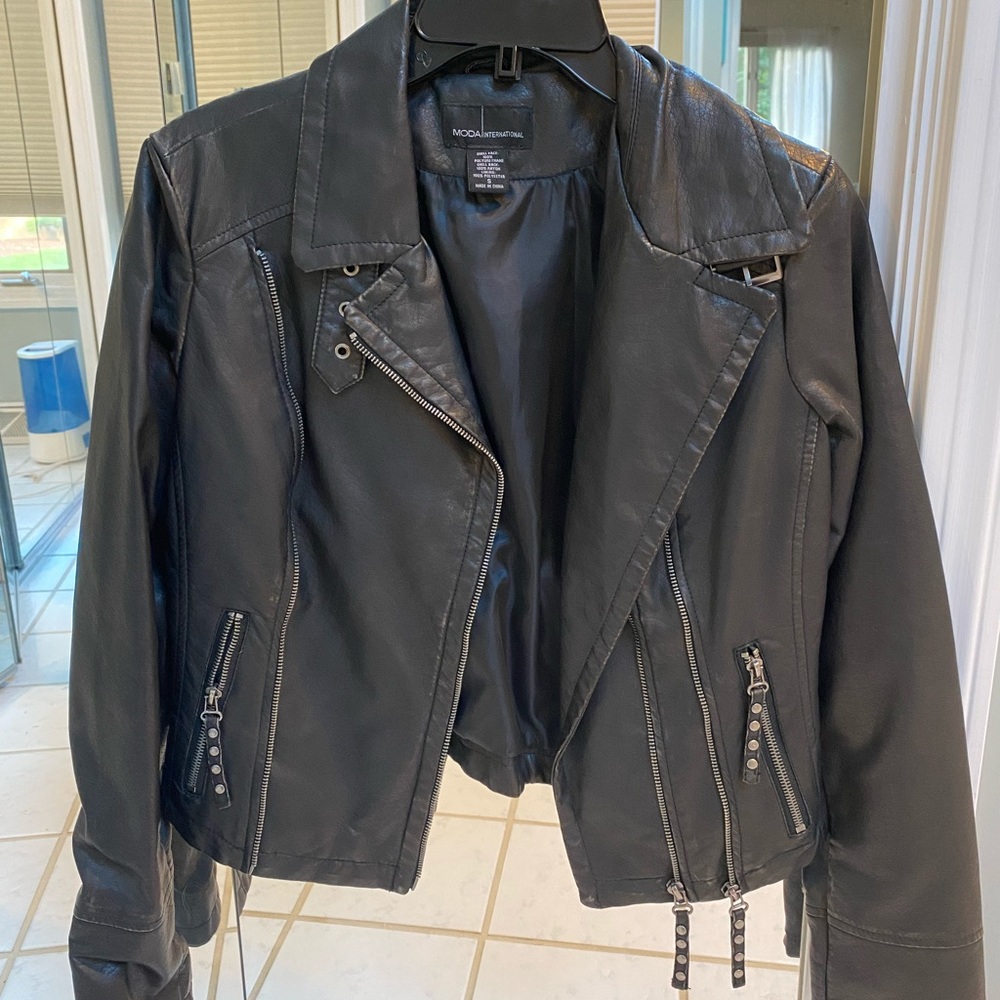 Faux leather jacket- like new!